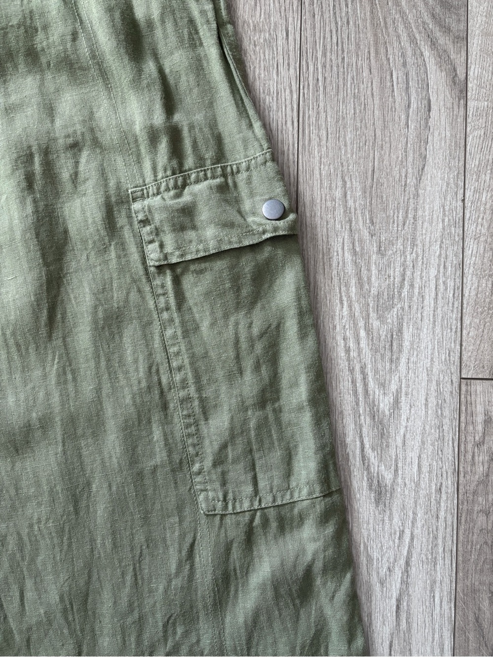 C&C California Linen Wide Leg Cargo Pants Sage Green Earthy Lagenlook Size XL - Picture 6 of 11